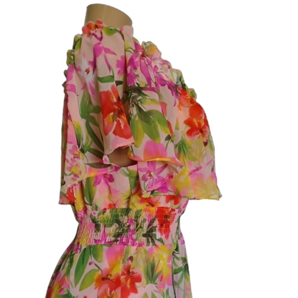 Rabbit Rabbit Rabbit Ruffle Floral Dress with features an off-shoulder neckline - Picture 8 of 11